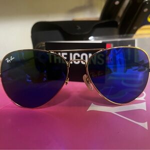 Ray-Ban Gold Frame with Blue Lenses